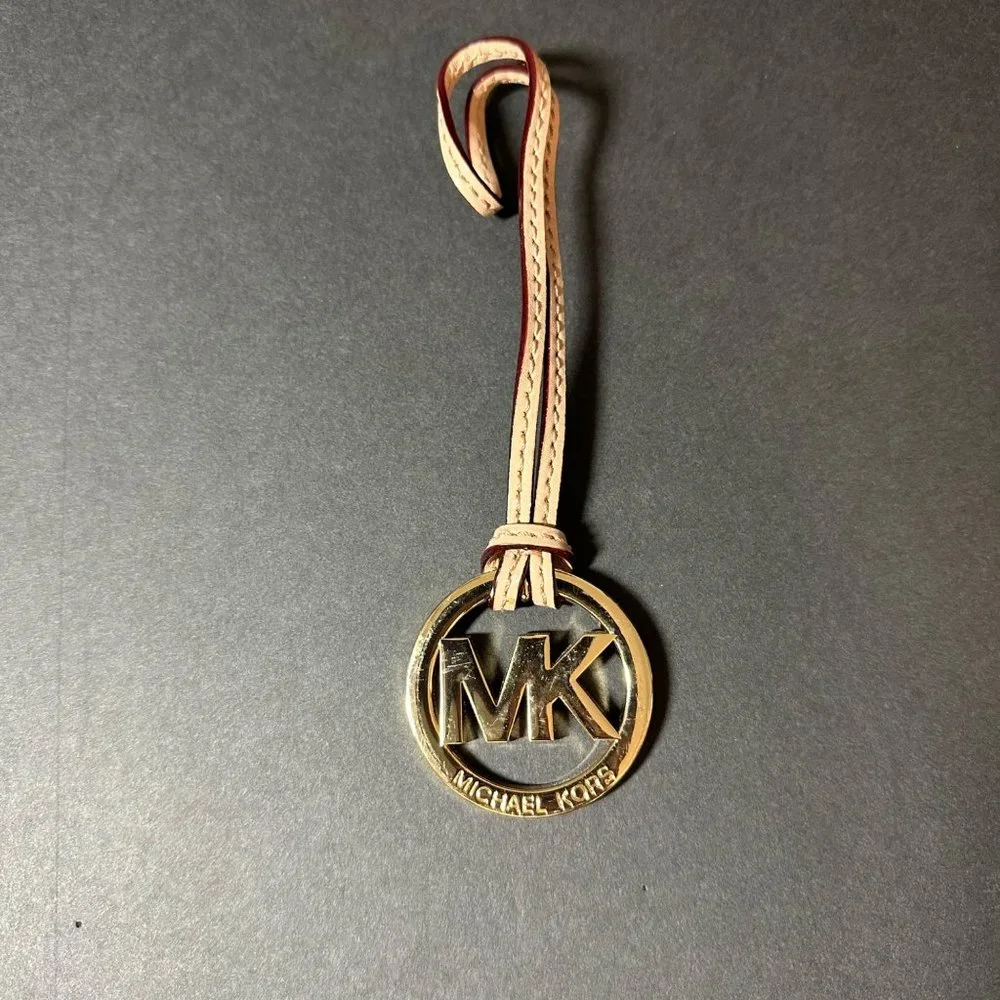 Michael Kors Gold Tone Metal Purse Charm with Leather Strap - Picture 2 of 3